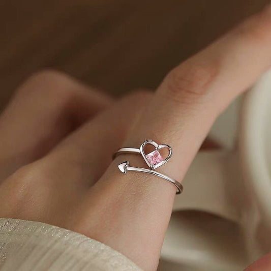 Sterling Silver Pink Diamond Heart Rings