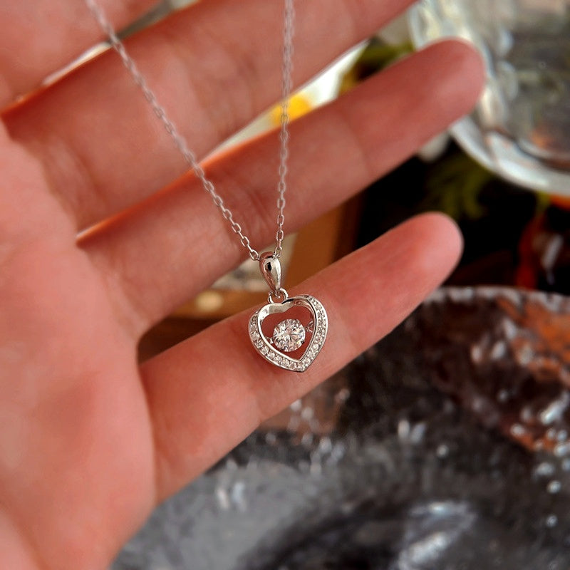 Sterling Silver Simple Beating Heart Necklace