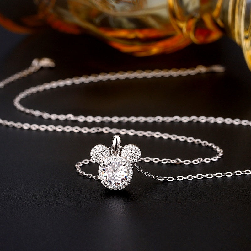 Sterling Silver Simple Mickey Mouse Necklace