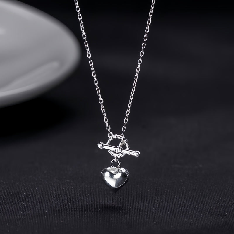 Sterling Silver Three-Dimensional Love Heart Necklaces