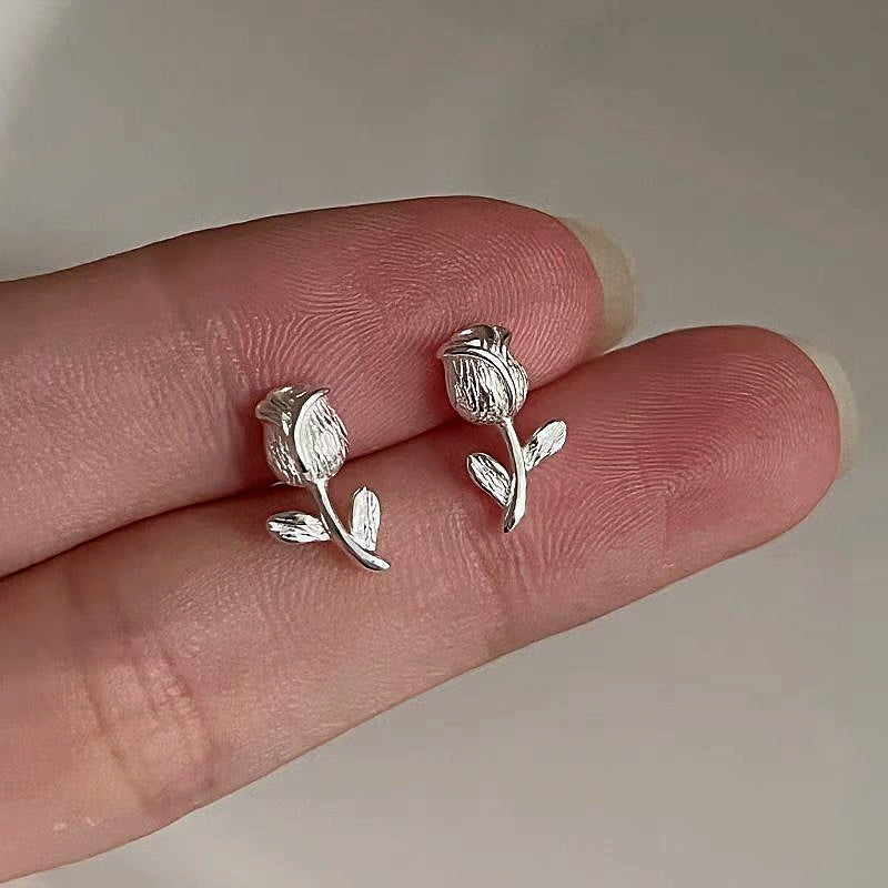 Sterling Silver Tulip Stud Earrings