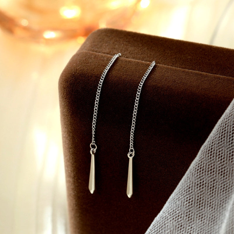 Sterling Silver Water Drop Threader Earrings