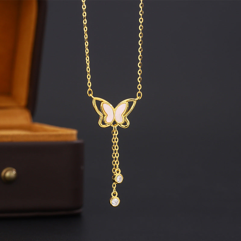 Sterling Silver Zircon Butterfly Necklace