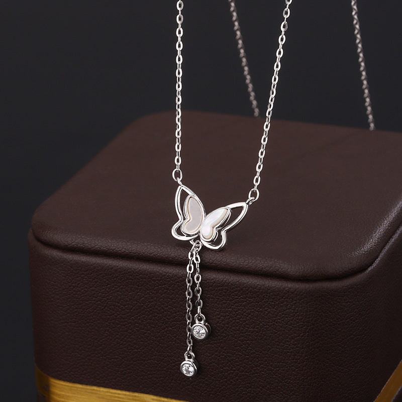 Sterling Silver Zircon Butterfly Necklace