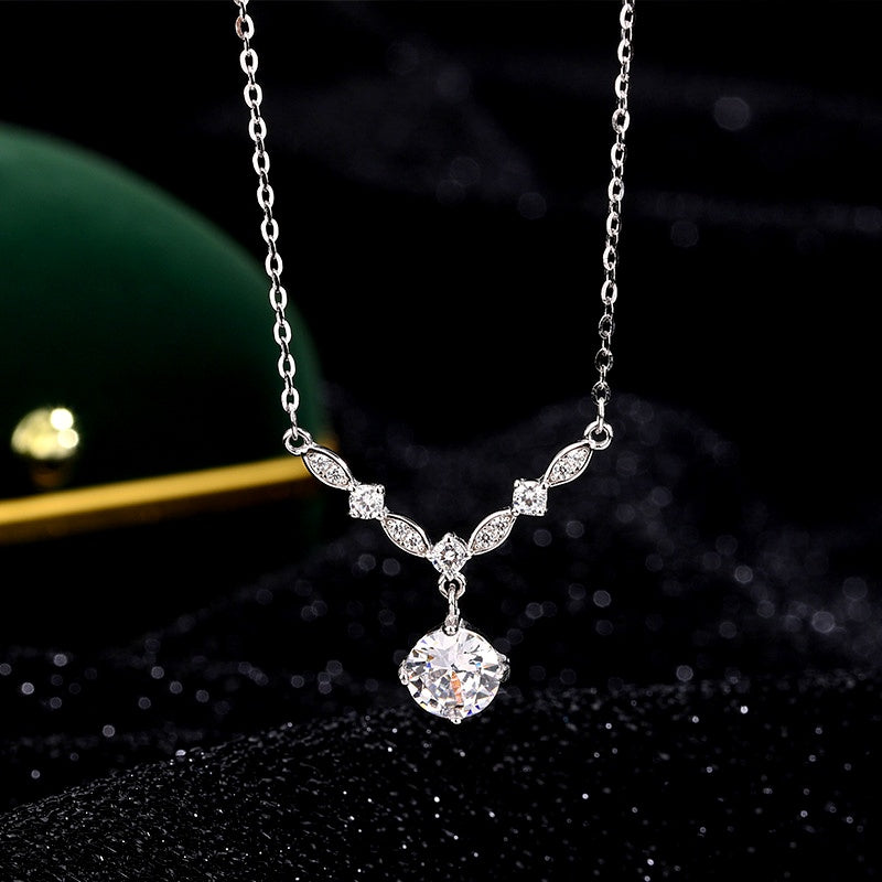 Sterling Silver Zircon Diamond Necklace