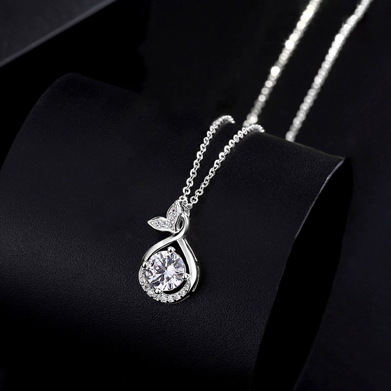 Sterling Silver Zircon Fishtail Necklace