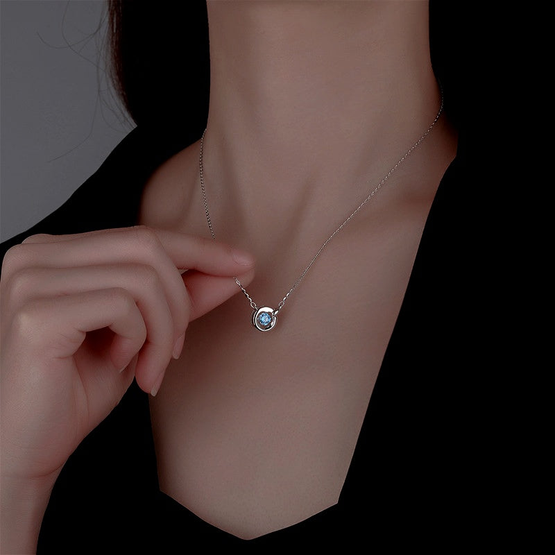 Sterling Silver Zircon Moving Necklace