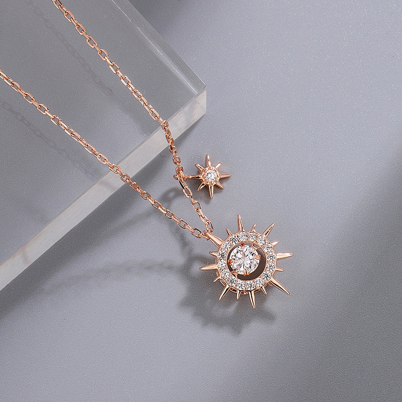 Sterling Silver Zircon Sun Necklaces