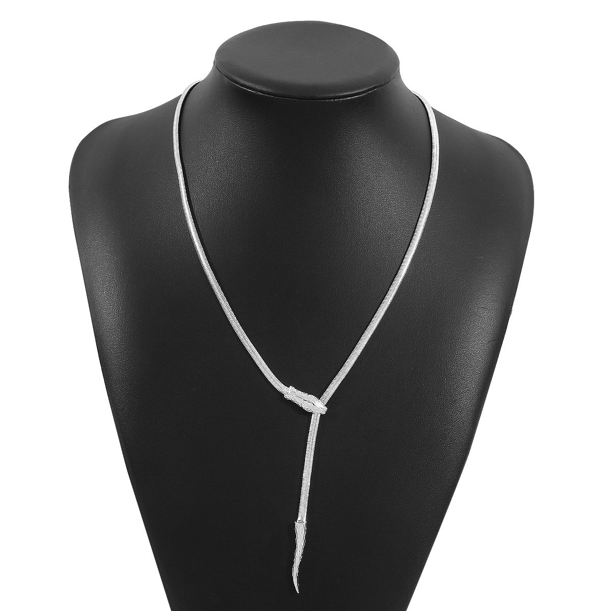 Simple long snake bone chain necklace, cold style pull-out necklace