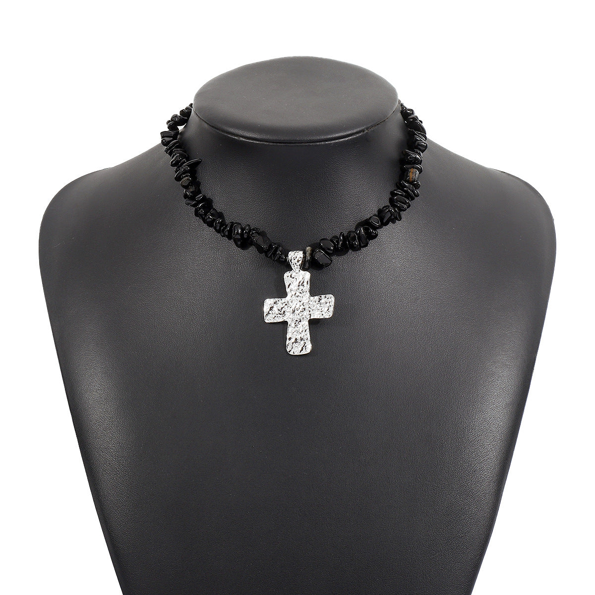 Irregular gravel necklace Western cowboy style natural stone turquoise cross necklace